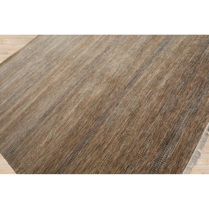 Moss Tibetan Wool & Bamboo Silk Hand Knotted Rug Geometric Style - 8' x 10'