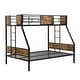 preview thumbnail 6 of 5, Twin Over Full Metal Bunk Bed With 2 Side Ladder and Full-Length Guardrail