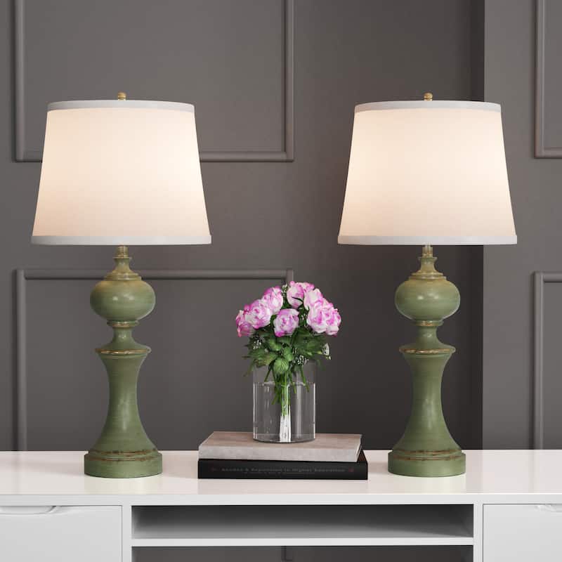 Traditional Green 19.5" Poly Table Lamp (Set of 2) - Green