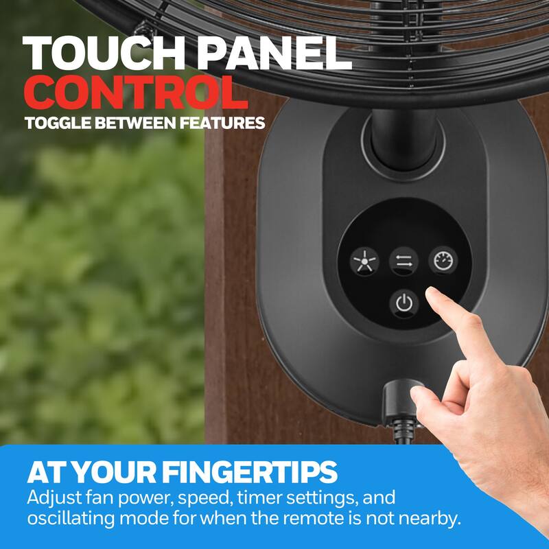 18" Honeywell Matte Black Outdoor Wet-Rated Oscillating Wall Fan with Remote, 3-Speed AC Motor - 18 Inches