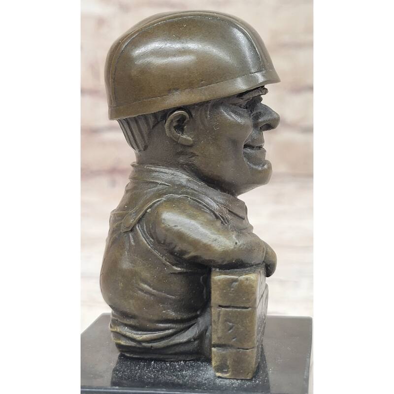 Construction Worker Bricklayer Builder Contractor Bronze Statue Gift Figurine Bookend 5.5 Inches 2.5 Inches