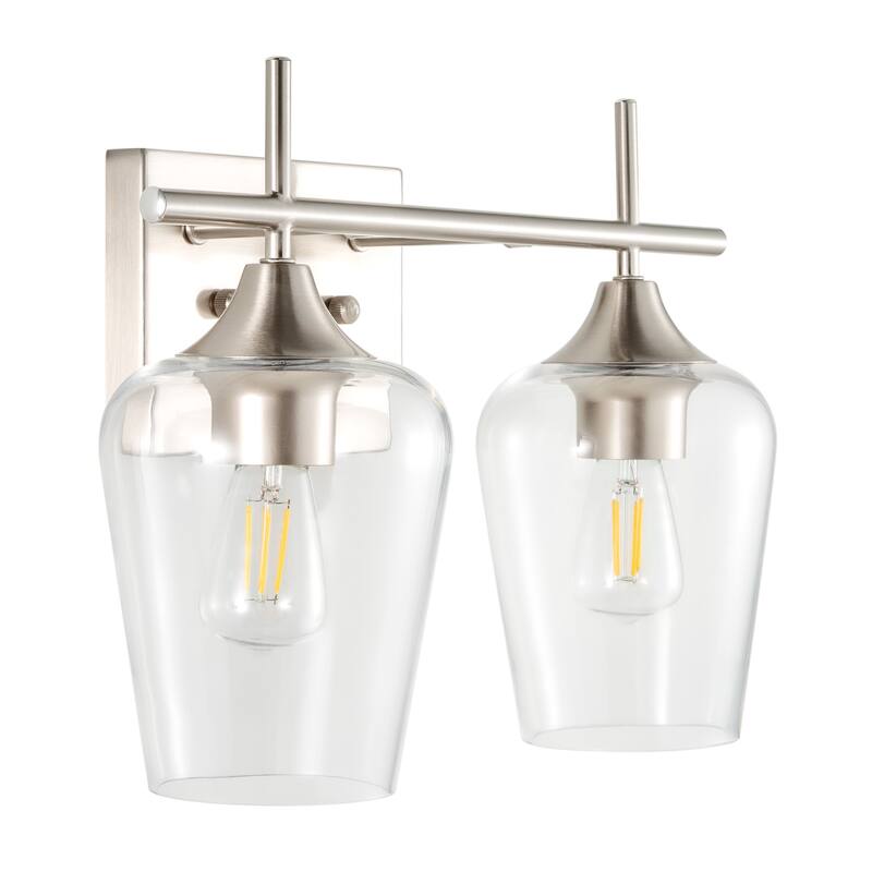 CO-Z Wall Sconce Vanity Lights with Glass Shade 2-Light/3-Light - Brushed Nickel - Brushed Nickel - 2-Light