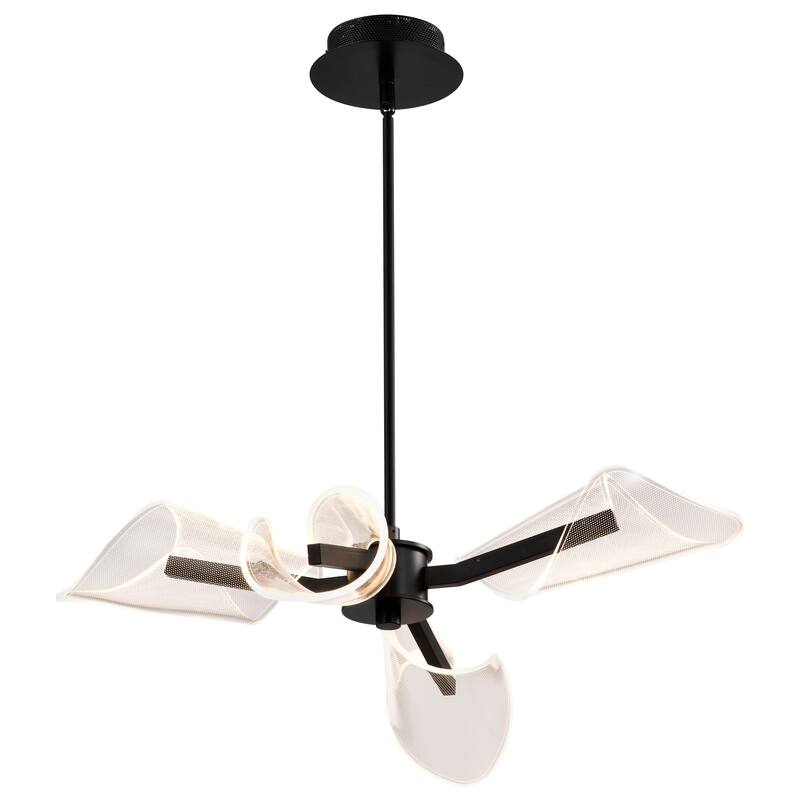 Sedona 27 Inch 4 Light LED Chandelier Matte Black Silk Screened Acrylic Lens