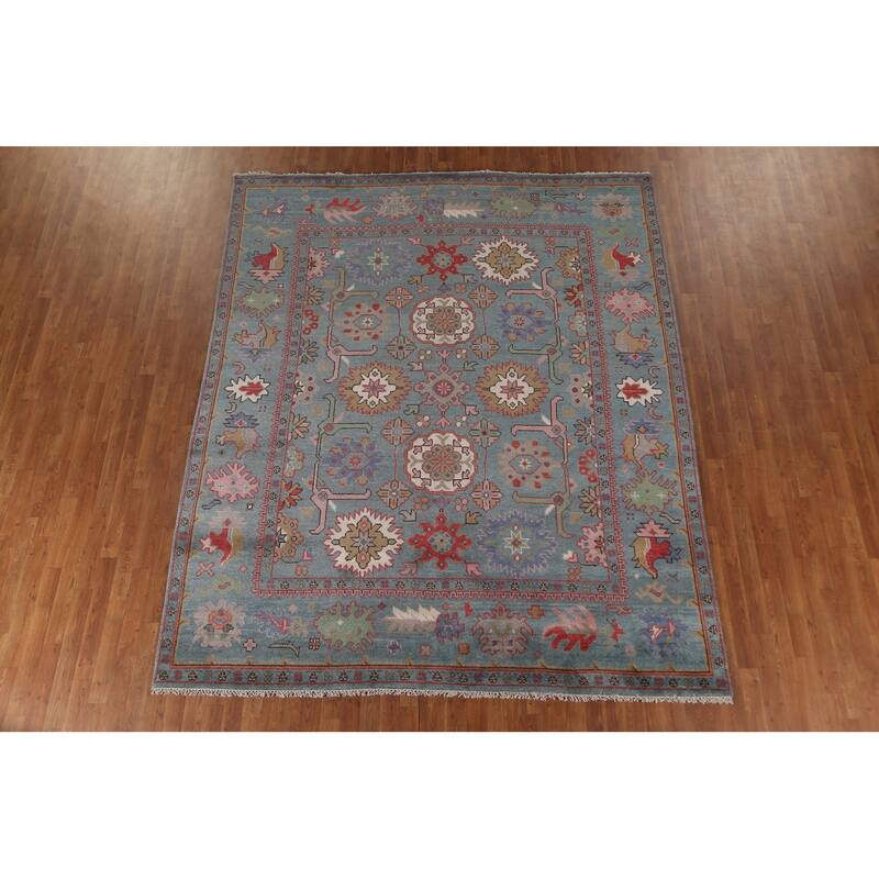All-Over Oushak Oriental Area Rug Hand-Knotted Wool Carpet - 8'2"x 9'10"