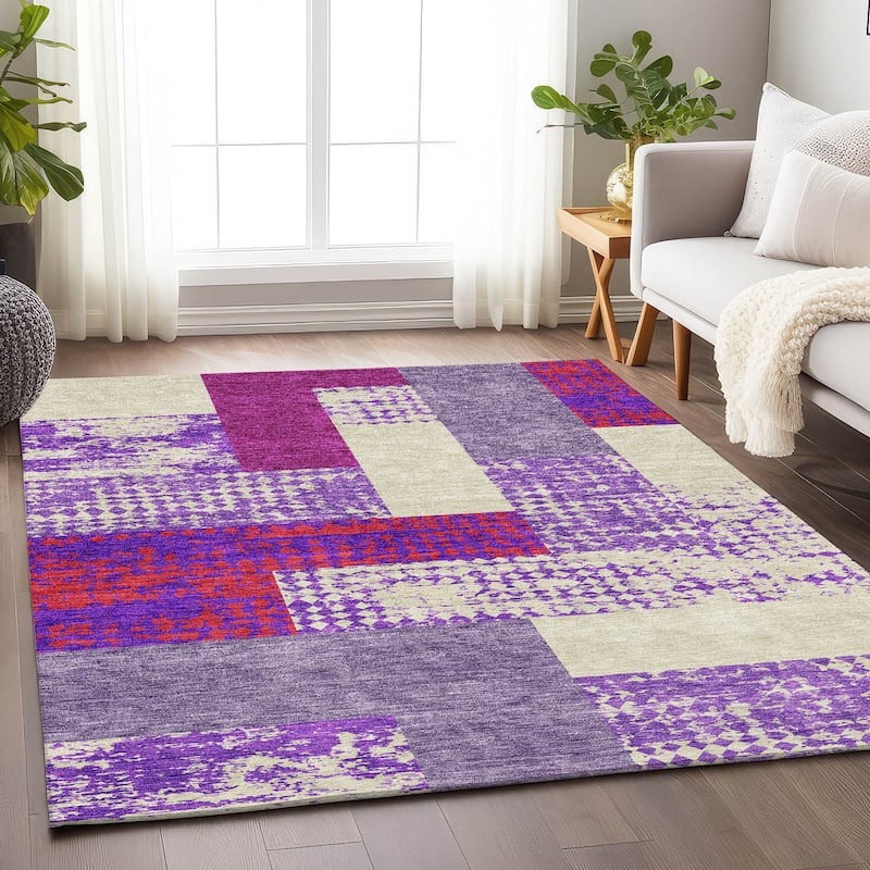 Premium Washable Super Soft Casual Geo Mayfield Rug - Lavender - 2'6" x 3'10"
