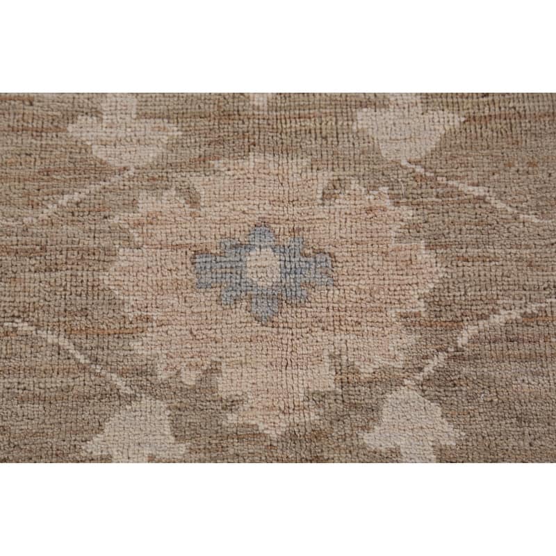 Hand Knotted Oriental 100% Wool Carpet Transitional Floral Brown Oushak Area Rug - 12' 0'' X 9' 4''