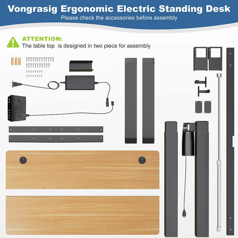 Futzca Height Adjustable Electric Standing Desk Sit Stand Computer Stand up Desk with Splice Board(Black)