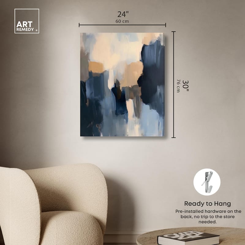 Navy Beige I Canvas by Art Remedy, Gallery Wrapped