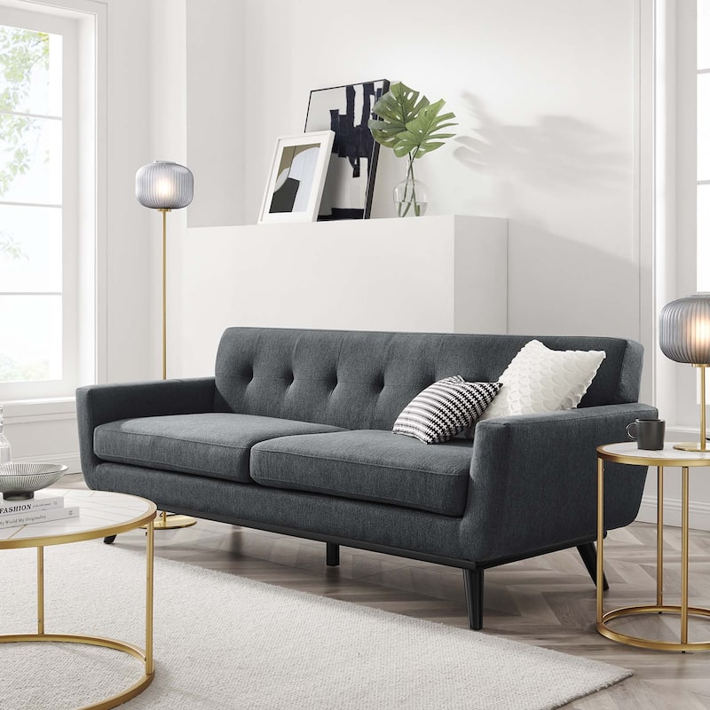 Engage Herringbone Fabric Sofa - Charcoal