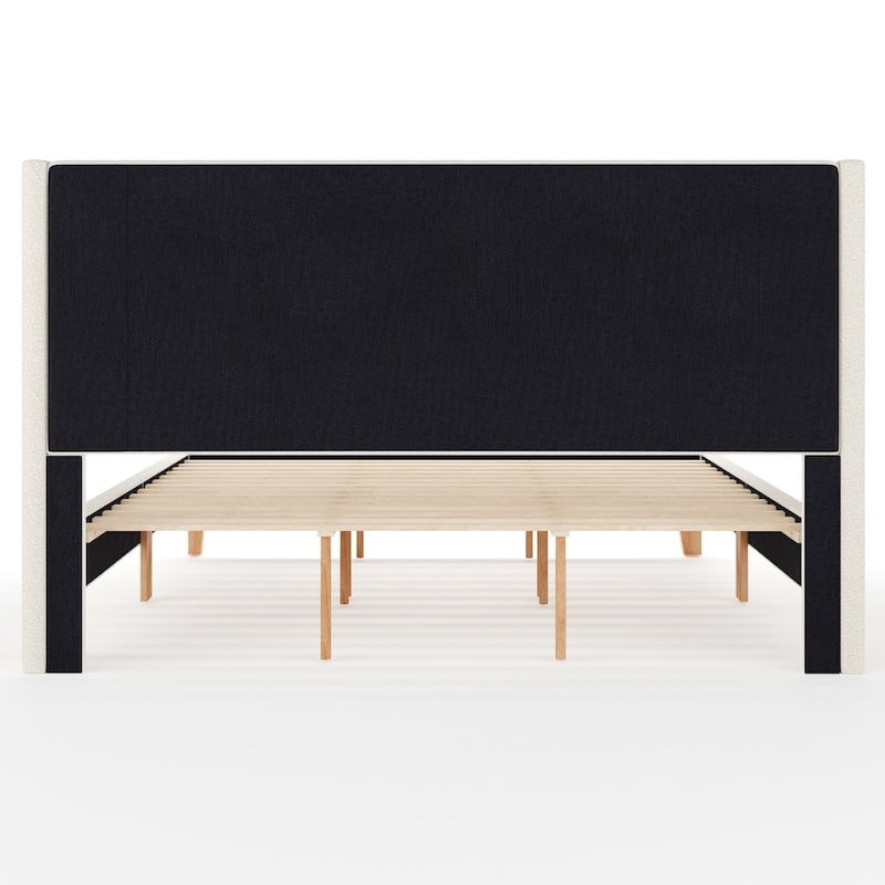 Martha Stewart Upholstered Platform Bed with Wingback Headboard