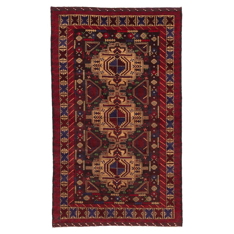 ECARPETGALLERY Hand-knotted Teimani Red Wool Rug - 3'8 x 6'4
