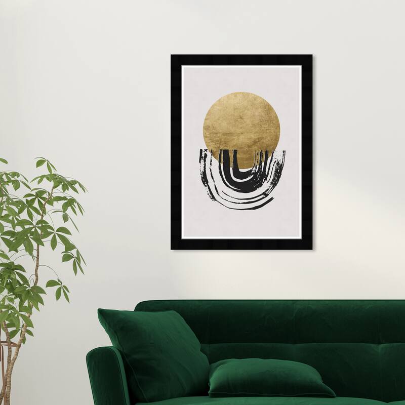 Wynwood Studio Prints Abstract Motion in Gold II White and Eggshell Modern & Contemporary Wall Art Canvas Print - Black