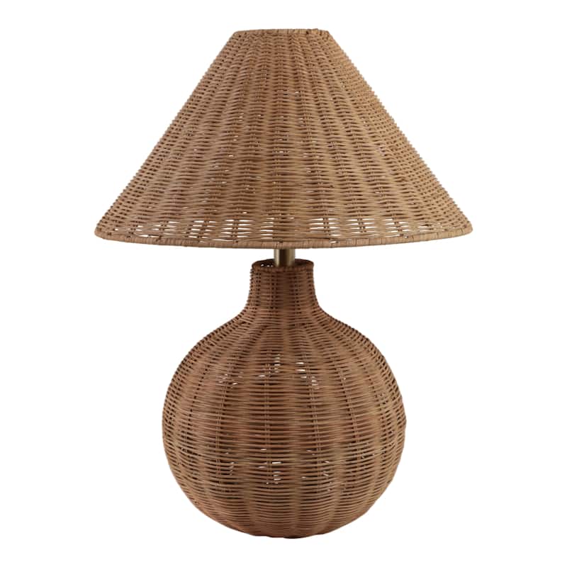 Woven Table Lamp Coastal Fabric Shade for Bedroom Office - 23" Ivory - 17" x 17" x 23"