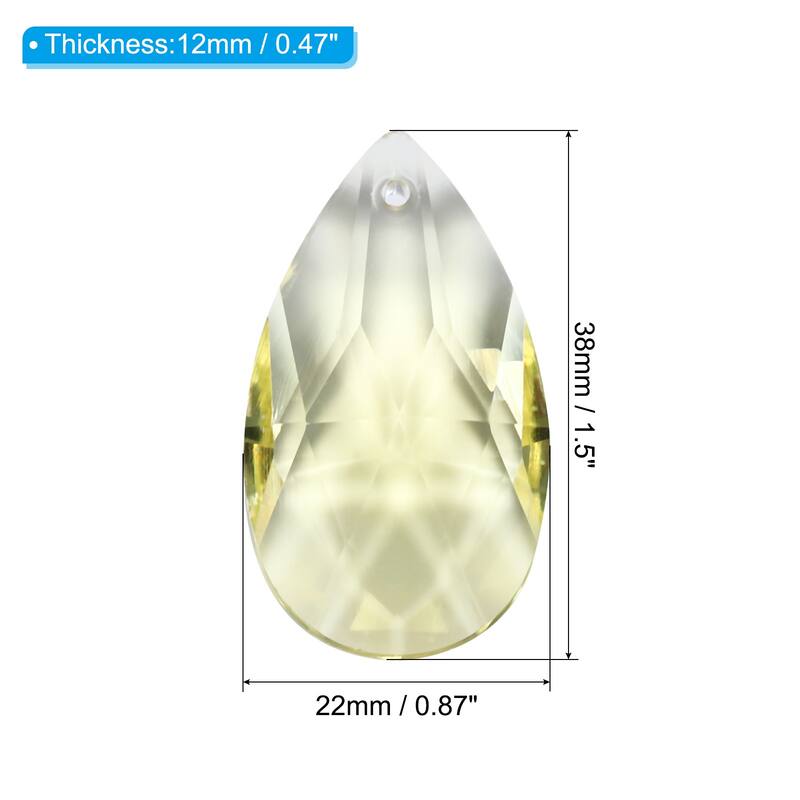 K9 Crystal Pendants Teardrop Beads, 10 Pack 38mm Chandelier Prisms DIY - Light Yellow