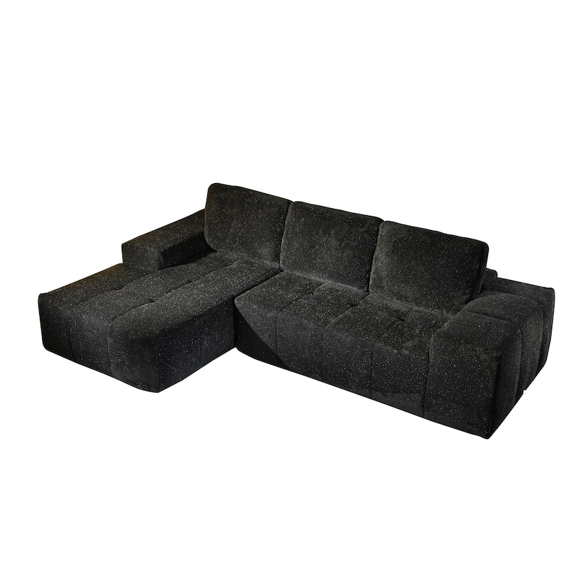 HOOOWOOO Modern Sparkly Velvet Fabric Chaise Sofa Couch