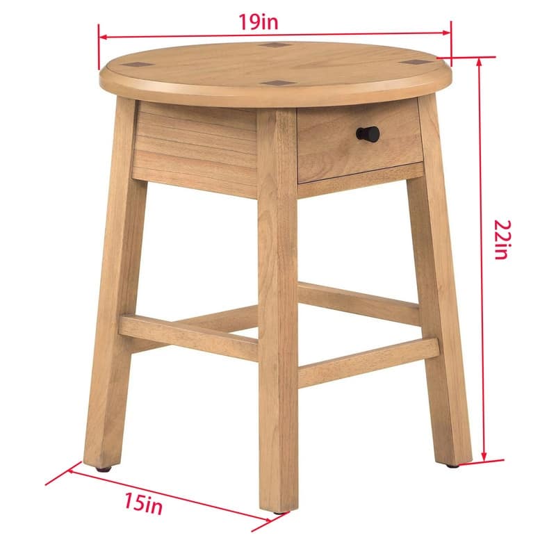 Mid-Century Woven Side Table with Storage & Brass Handles
