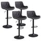 preview thumbnail 15 of 27, Art Leon Faux Leather Adjustable Swivel Barstool, Set of 4 Set of 4 - Black Faux Leather (geometric)