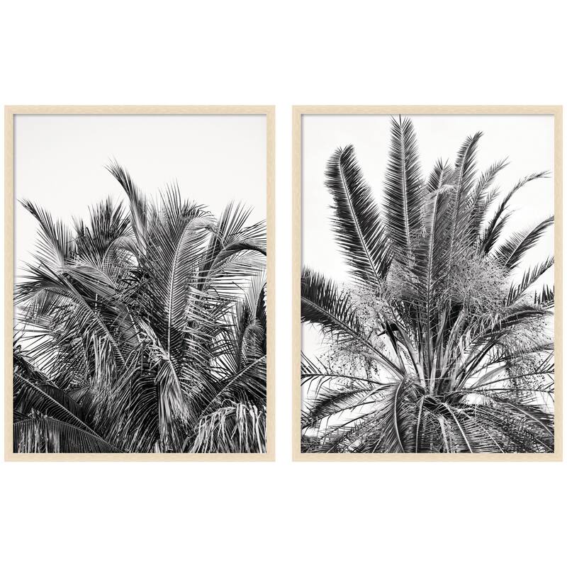 Kate and Laurel Palm No. 13 & 15 2 Piece Framed Wall Art Print Set by Alicia Bock - 2 Piece Set 31x41 - Natural