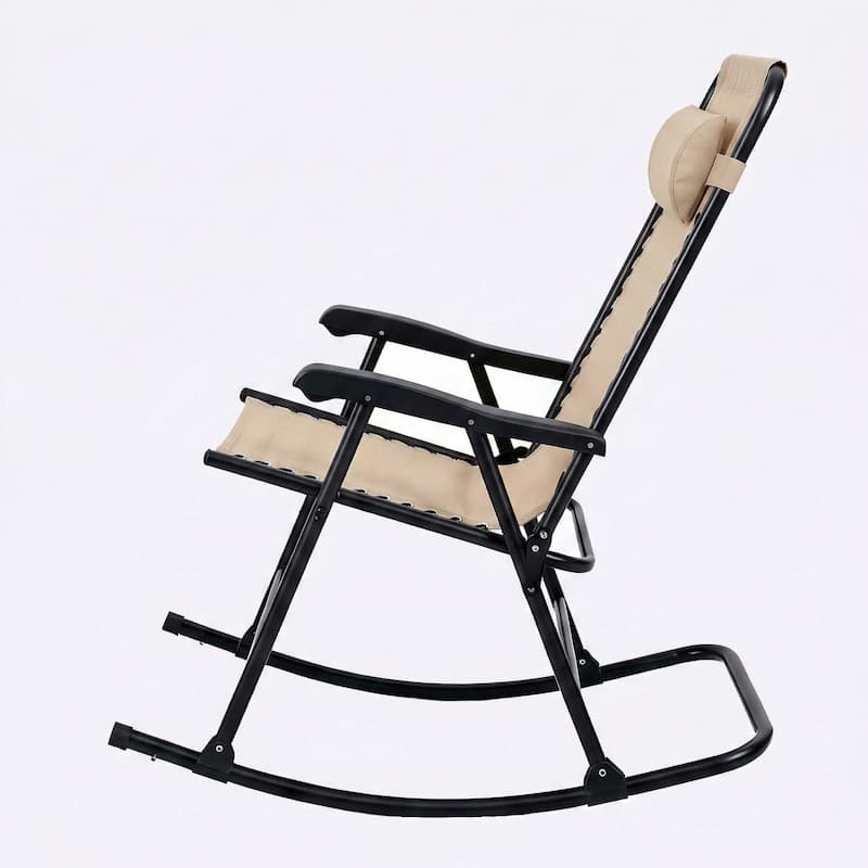 Patio Set of 2 Folding Leisure Rocking Chair Set, Durable Weather-Resistant Construction