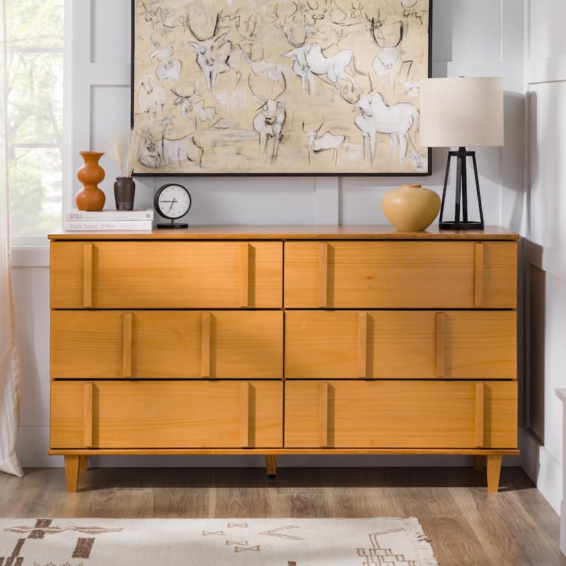 Middlebrook Mid-Century Modern Detailed Solid Wood Dresser - Caramel