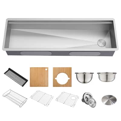Kraus Kore 57" Undermount Single Bowl Kitchen Sink with Accessories