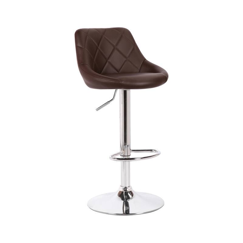 Porthos Home Rea Swivel Adjustable Height Bar Stool, PU Leather, Chrome Base - Single - Brown