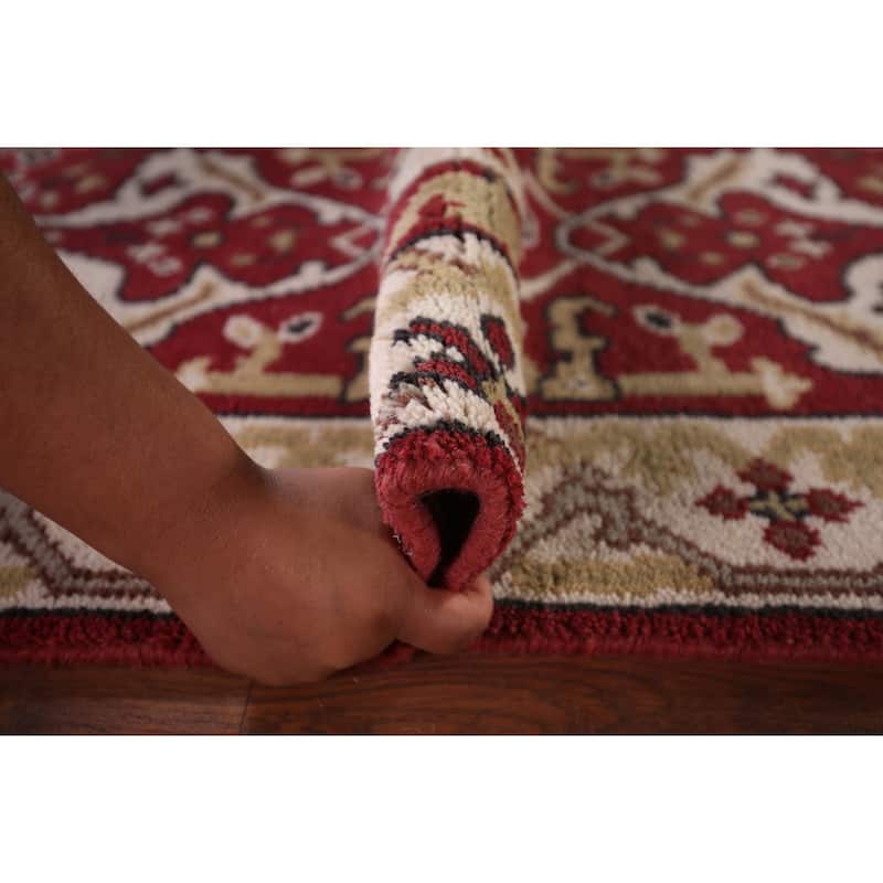 Red & Ivory Oushak Runner Rug Handmade Transitional Wool Carpet - 2'7"x 10'0"