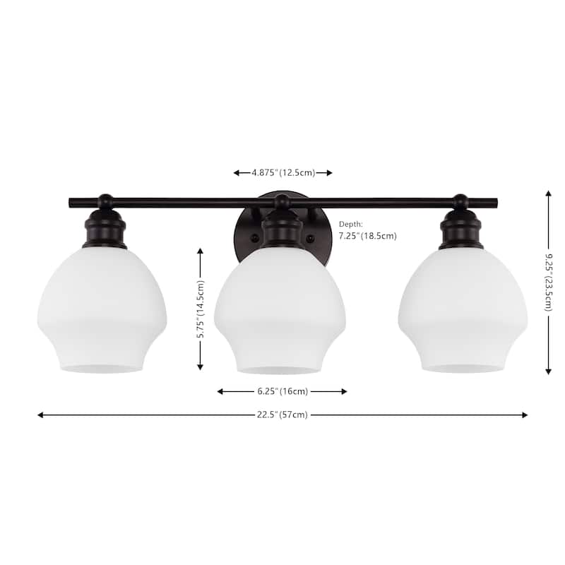 SAFAVIEH Hayam 3-Light Bathroom Vanity Wall Sconce (LED Bulbs Included) - 22.5 In. W x 7.25 In. D x 9.25 In. H - 23Wx7Dx9H