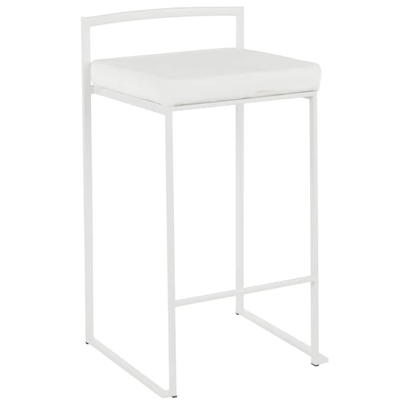 Porch & Den Forrest White Stackable Fully Welded Counter Stool (Set of 3)