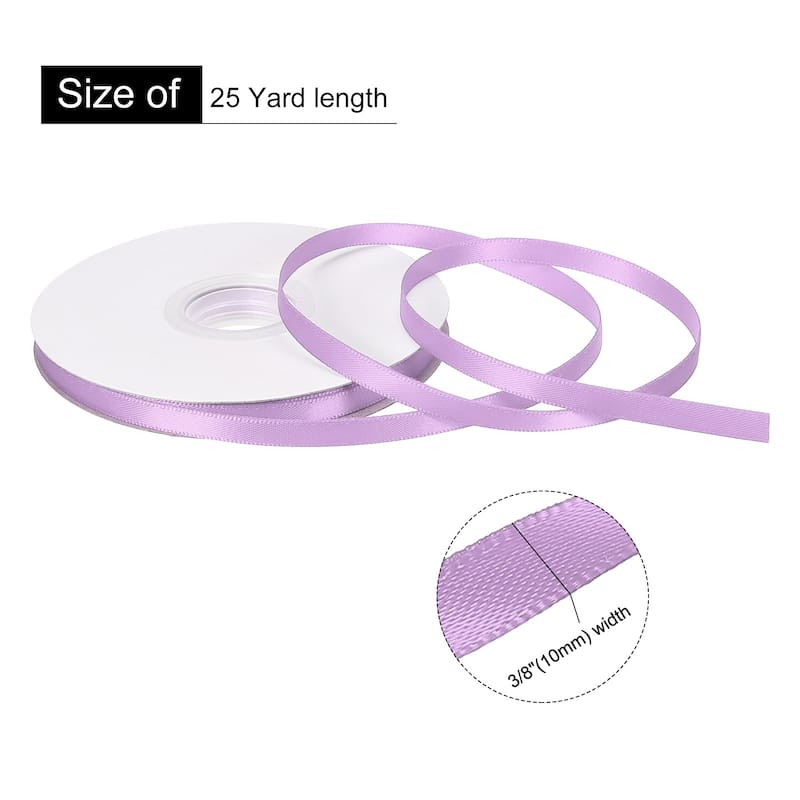 Double Faced Solid Satin Ribbon Polyester Fabric Roll for Gift Party - Light Purple - 3/8" x 25 Yard