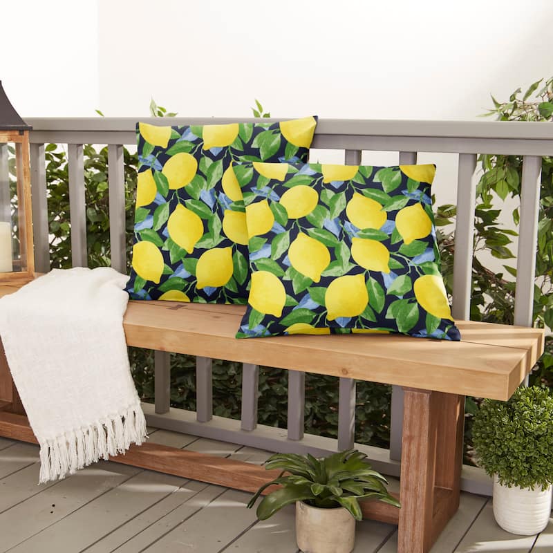 Yellow Lemons Indoor/ Outdoor Pillows (Set of 2) - 18 in x 18 in