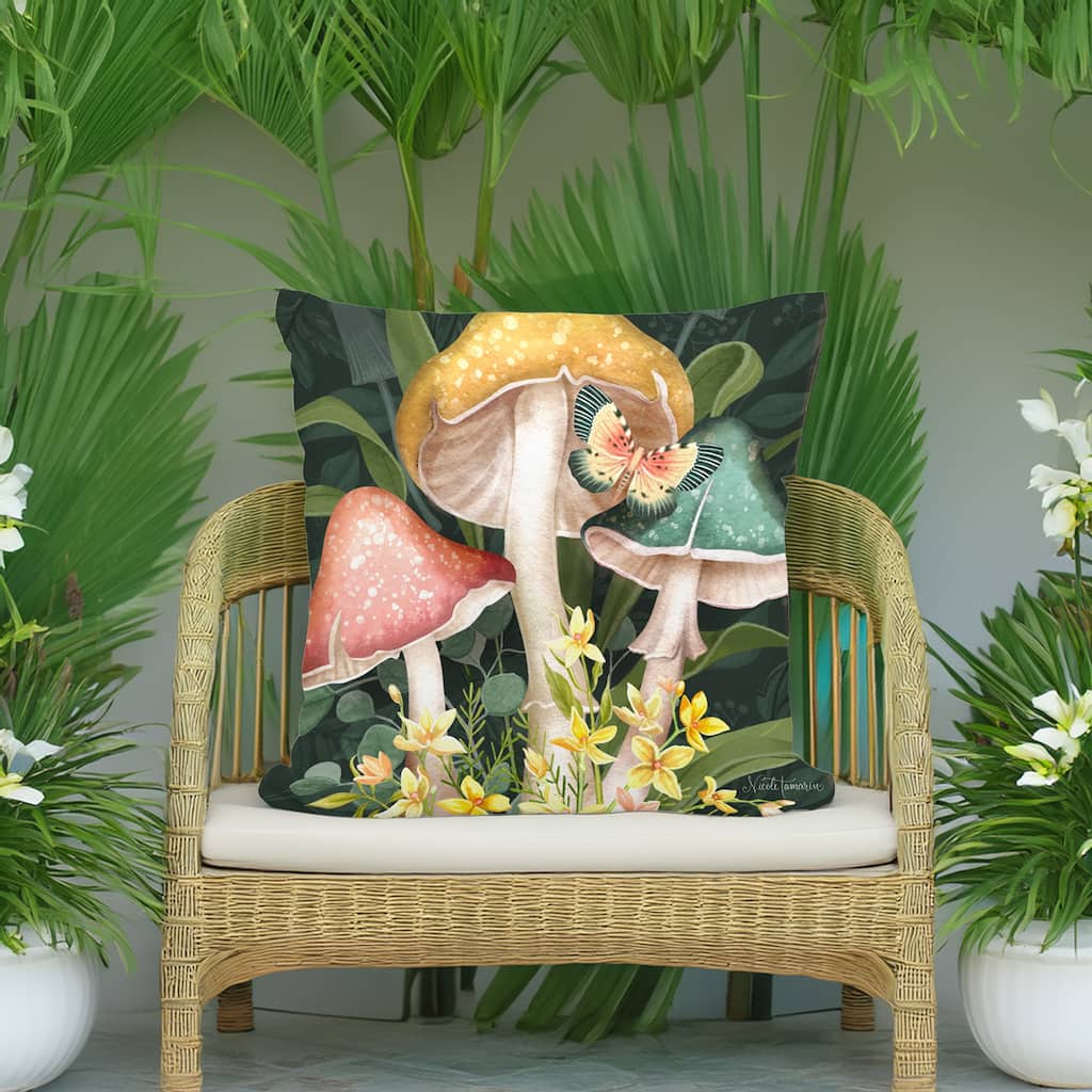 Magnolia Casual Outdoor Pillow Mushroom Trio 18x18