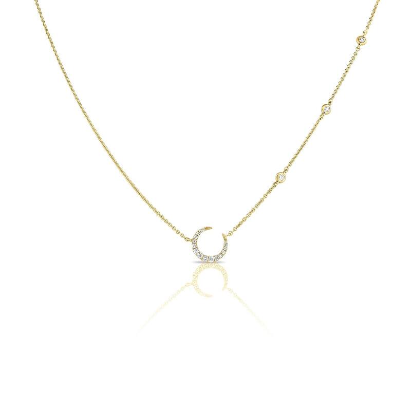 Joelle Collection Diamond Moon Necklace 14K Gold 1/6ct TDW