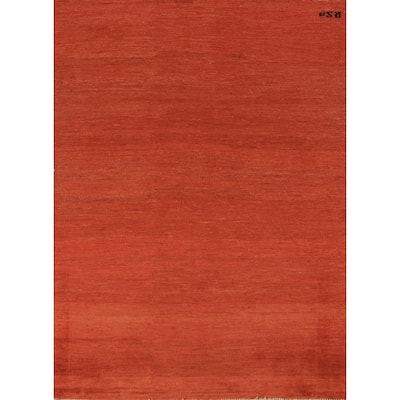 Orange Gabbeh Modern Rug Handmade Bedroom Wool Carpet - 4'0" x 6'0"