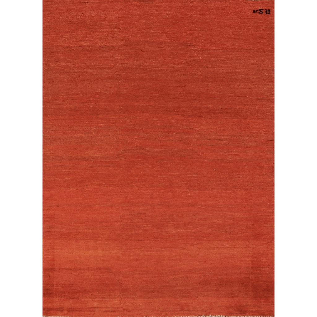 Orange Gabbeh Modern Rug Handmade Bedroom Wool Carpet - 4'0" x 6'0"