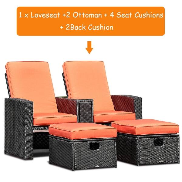 Shop Gymax 3pcs Patio Furniture Reclining Recliner Set Adjustable
