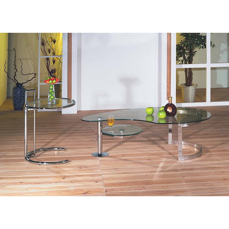 Adjustable Height End Table, GLASS, 20" x 25"-34.5"H - clear