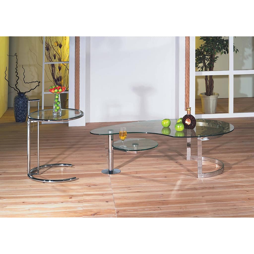 Adjustable Height End Table, GLASS, 20" x 25"-34.5"H
