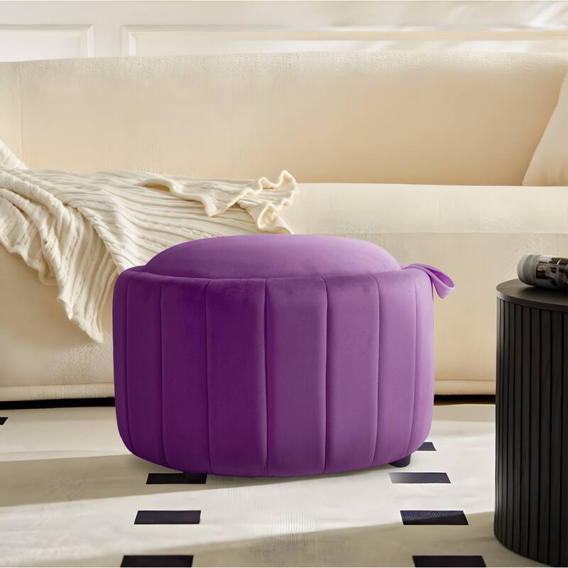 Modern Round Velvet Storage Ottoman Footrest Footstool