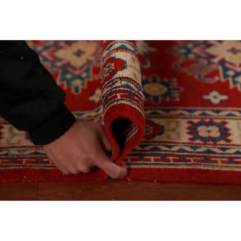Kazak Foyer Rug Traditional Red Handmade Wool Carpet - 2'8"x 4'2"