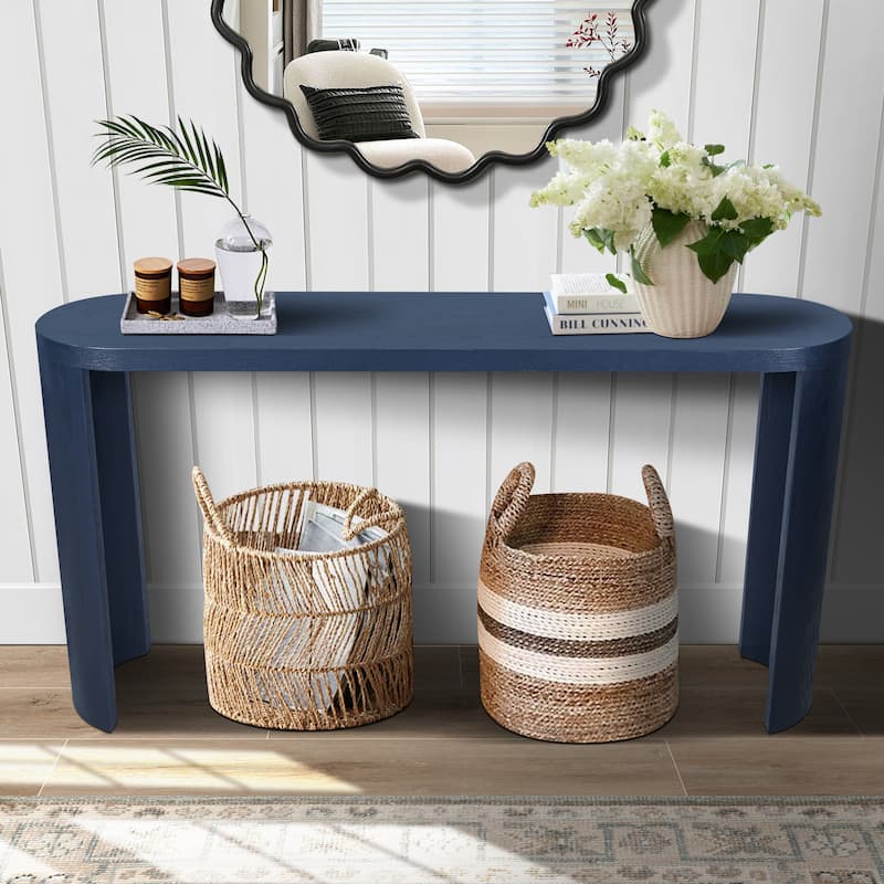 60" Thick Top Entryway Table with Curved Legs, Support The Installation Of Inward-facing Or Outward-facing for Sofas