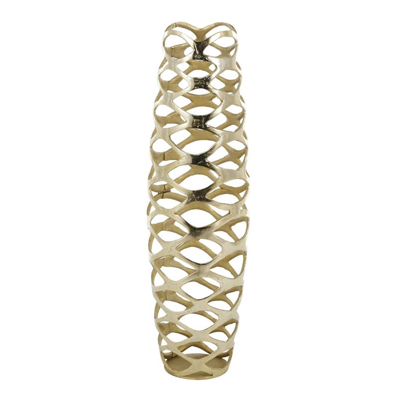 Aluminum Metal Geometric Tall Cutout Decorative Vase - Gold - Roche River Decor