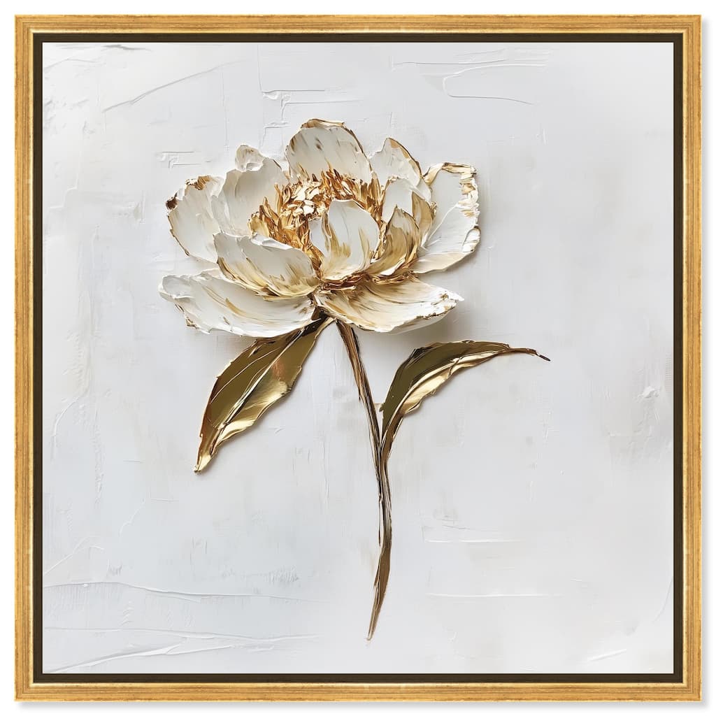 Simple Golden Peonie Canvas by Art Remedy
