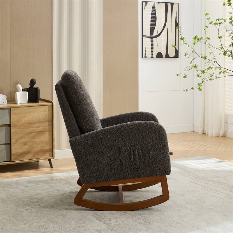 25.4"W Rocking Chair,High Back Glider Chair with Retractable Footrest