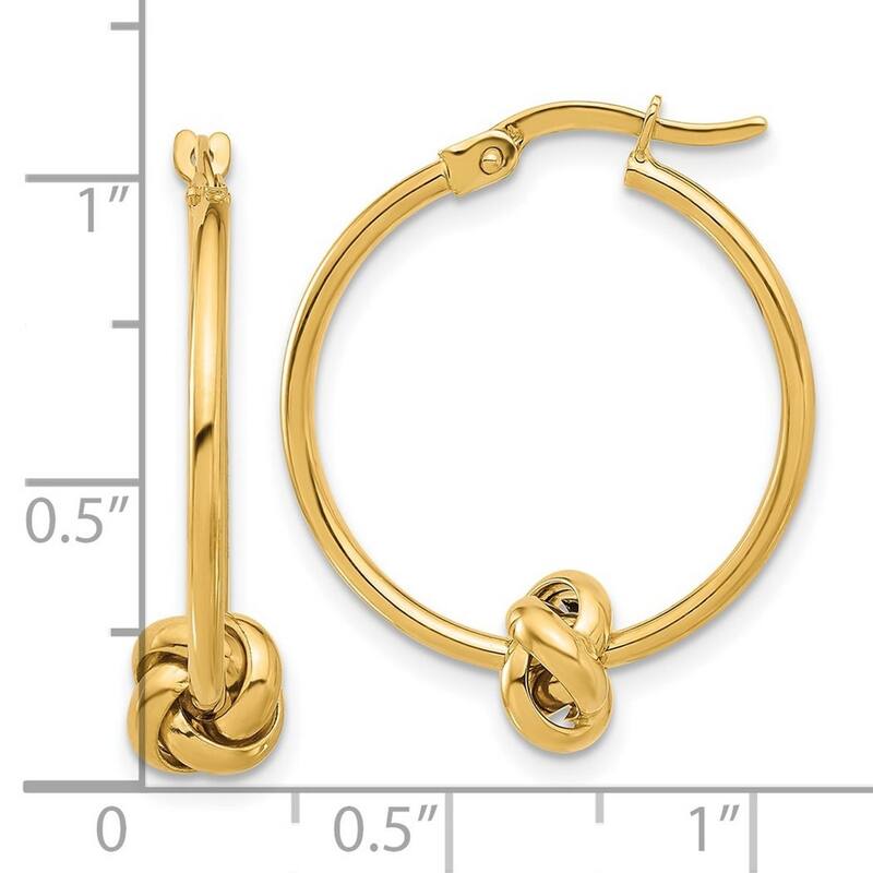 Curata 14k Yellow Gold Polished Knot Hoop Earrings - 26.65x22.42mm