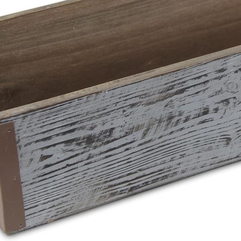 HomeRoots Gray Wood 151 Ounce Rectangular Distressed Planter Box - 13.75 in. x 3.75 in. x 5.25 in.