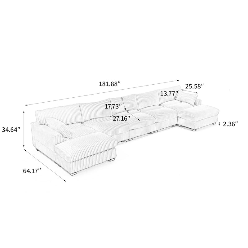 Oversized U-shaped Plush Modular Sectional Sofa Set