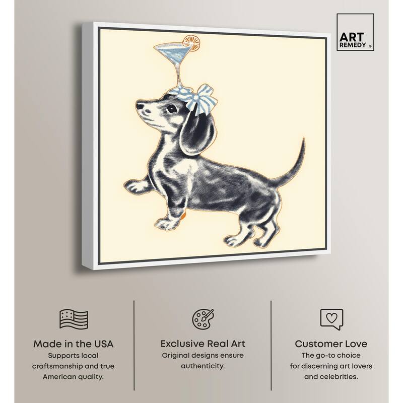 Martini Pup I Canvas by Art Remedy