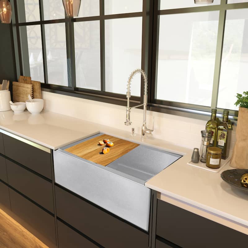 Highpoint 29.75in Granite Composite Workstation Farmhouse Sink - 29.75" x 19.75" x 9.75"
