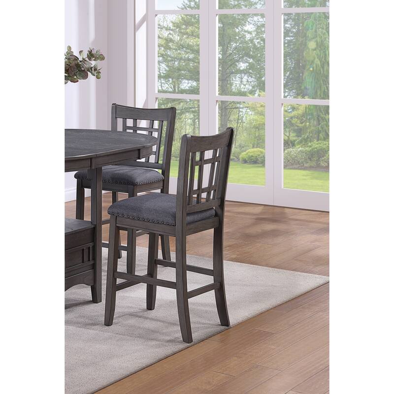 Modern Set of 2 Counter Height Dining Chairs with Padded Seat, Nailhead Trim, Solid Wood Frame for Dining Room and Bar